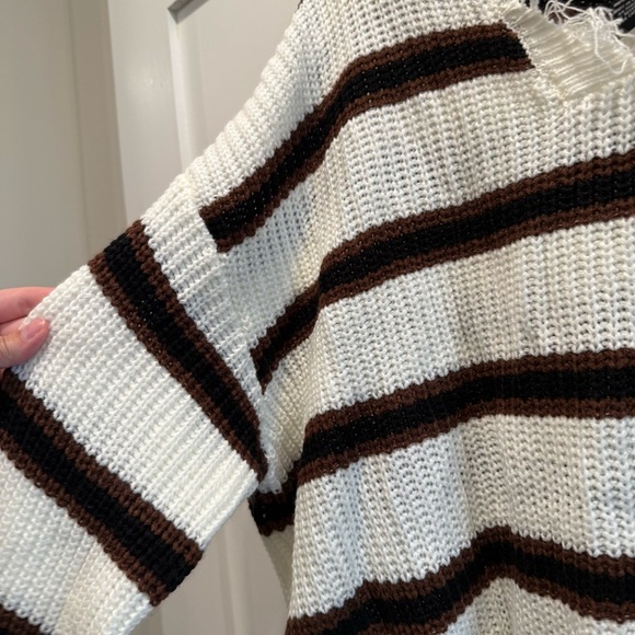 Rue21 Frayed Hem Striped 2X Sweater - Picture 5 of 7